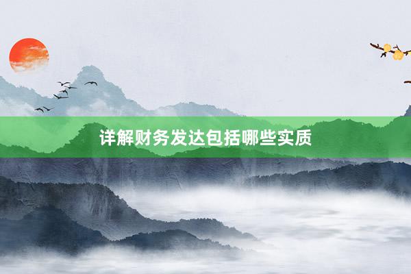 详解财务发达包括哪些实质
